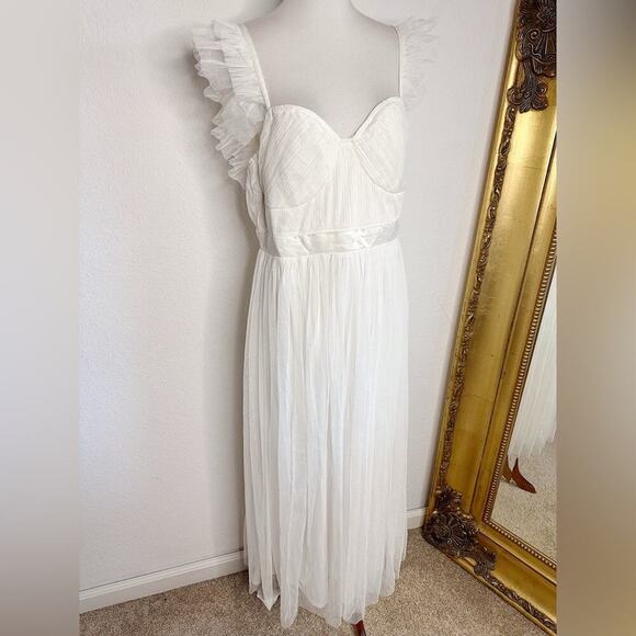 NWT Anaya With Love Maternity Tulle Midaxi Dress in White Size 10 $132 - Picture 3 of 14